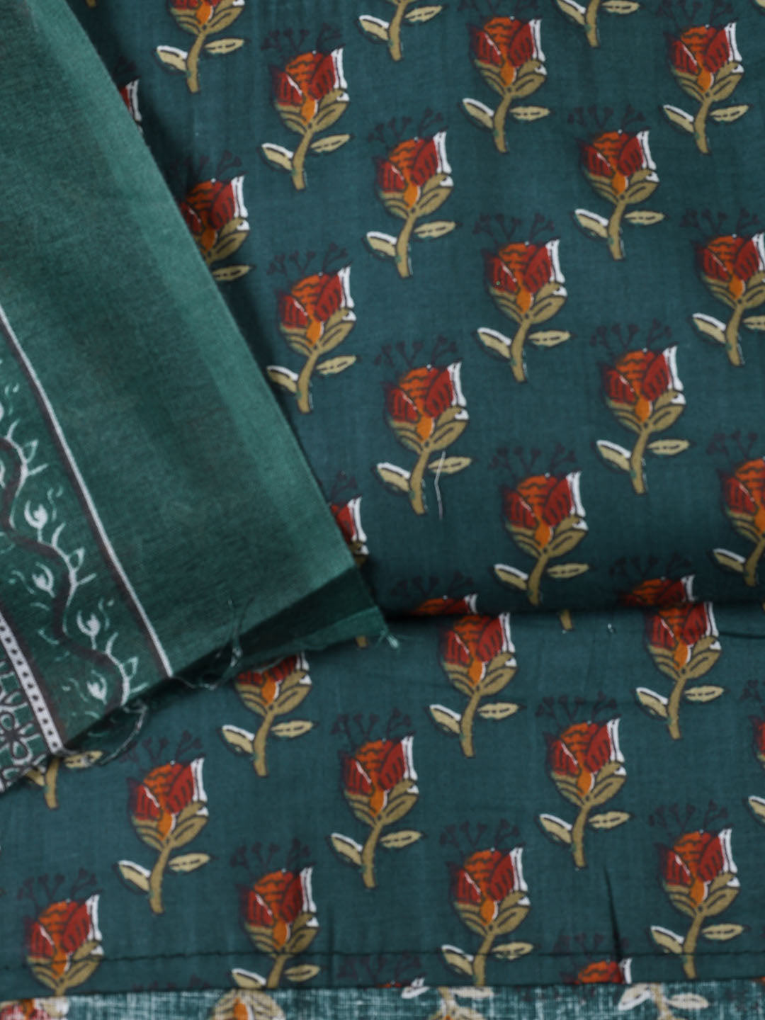 Printed Cotton Blend Unstitched Suit With Dupatta