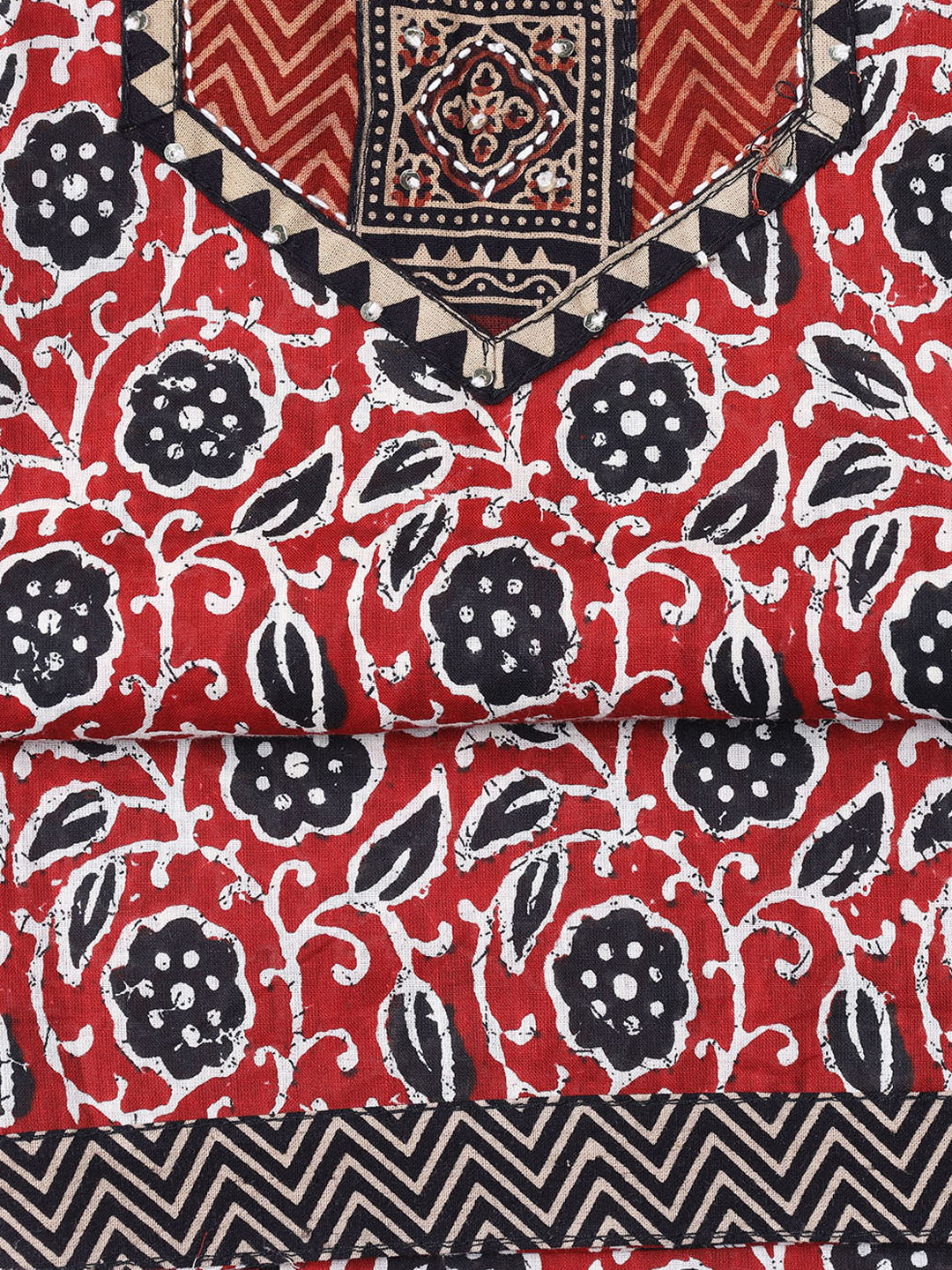 Printed Cotton Blend Unstitched Suit With Dupatta