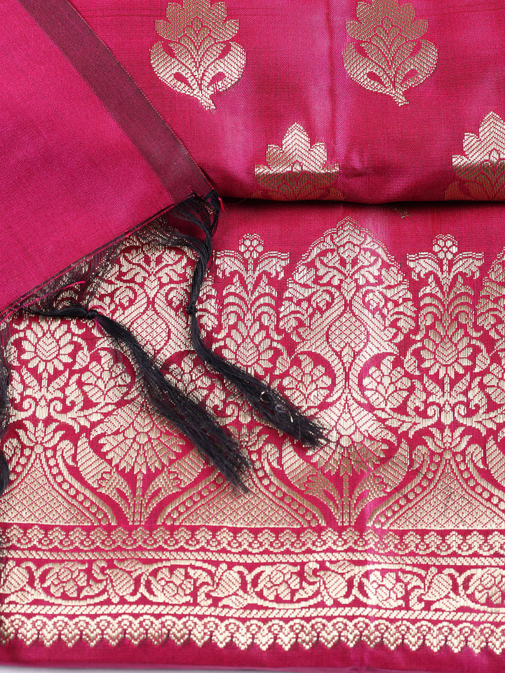 Woven Chanderi Unstitched Suit Piece With Dupatta