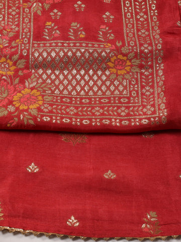 Woven Chanderi Unstitched Suit With Dupatta