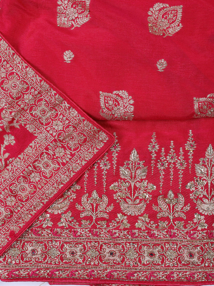 Woven Art Silk Unstitched Suit Piece With Dupatta