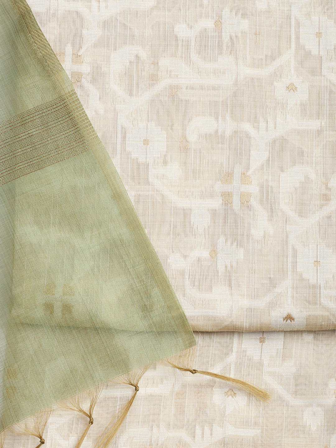 Jamdani Work Chanderi Unstitched Suit Piece With Dupatta