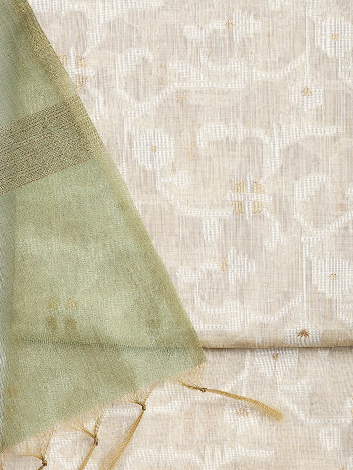 Jamdani Work Chanderi Unstitched Suit Piece With Dupatta