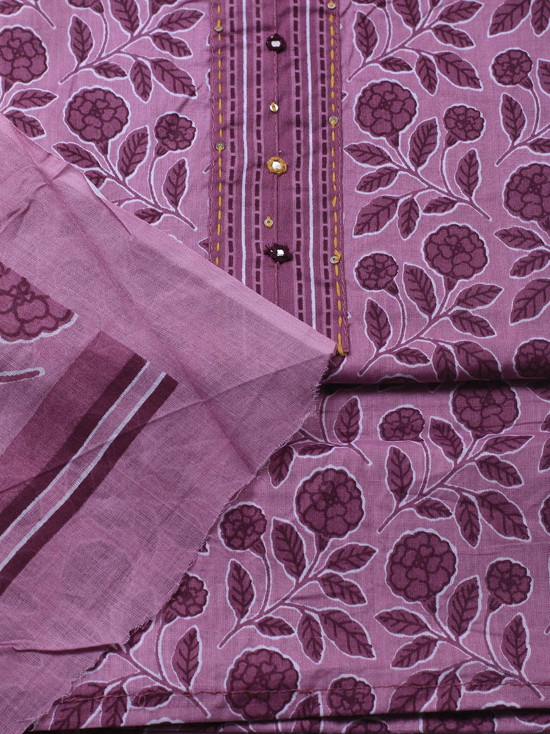 Printed Cotton Blend Unstitched Suit Piece With Dupatta