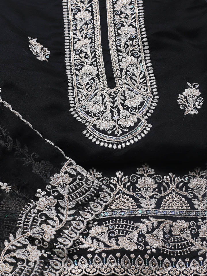 Neck Embroidery Organza Unstitched Suit Piece With Dupatta