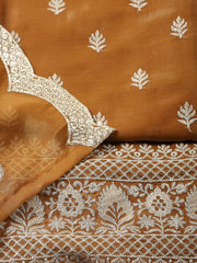 Neck Embroidered Tissue Unstitched Suit With Dupatta