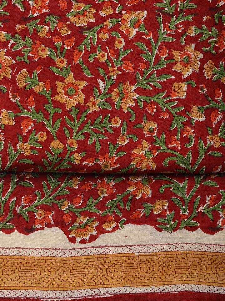 Printed Cotton Blend Unstitched Suit With Dupatta