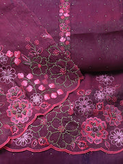 Embroidered Chinon Unstitched Suit With Dupatta