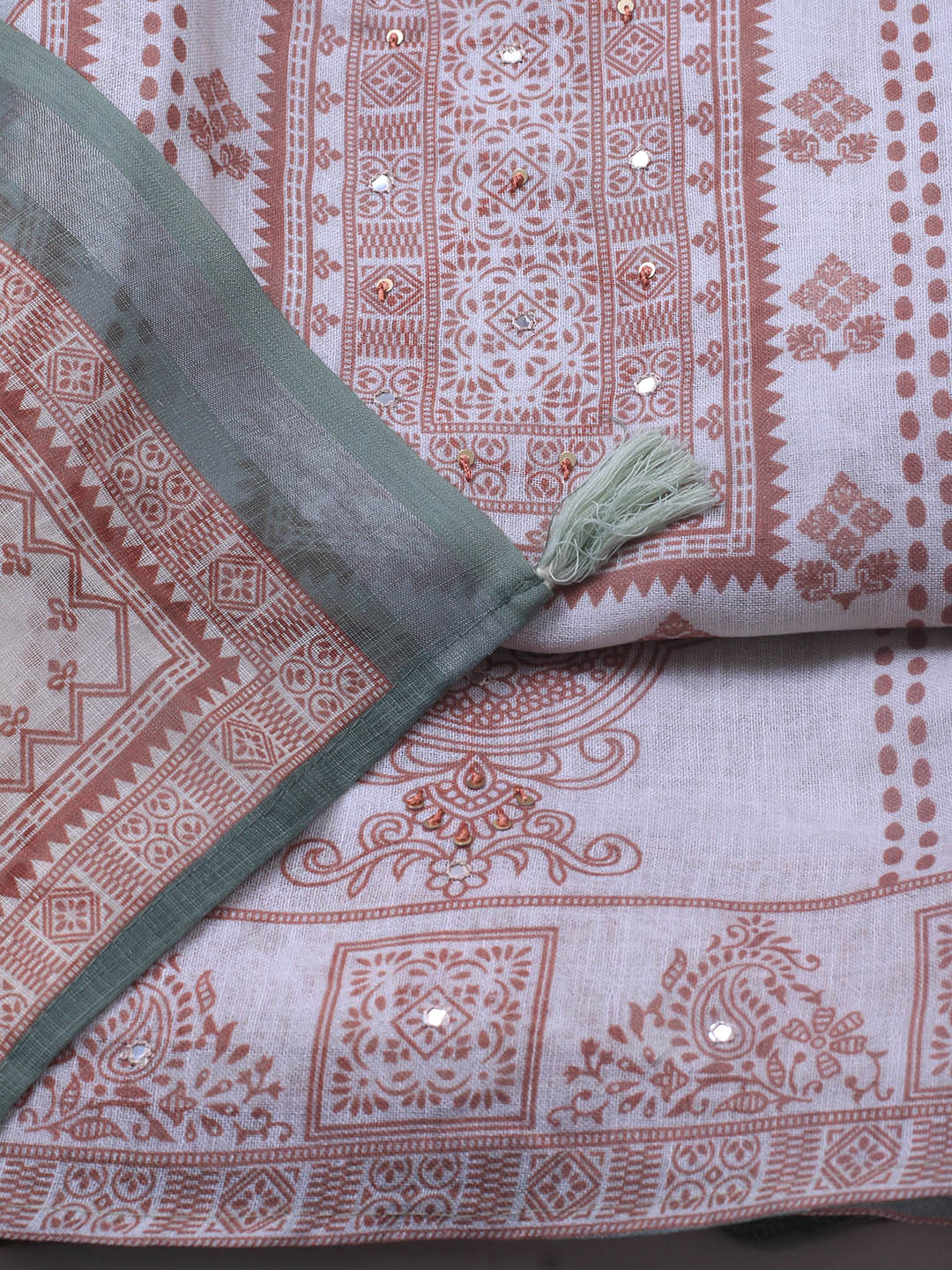 Printed Linen Unstitched Suit With Dupatta