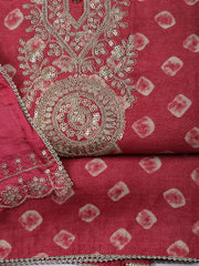 Neck Embroidered Cotton Blend Unstitched Suit With Dupatta