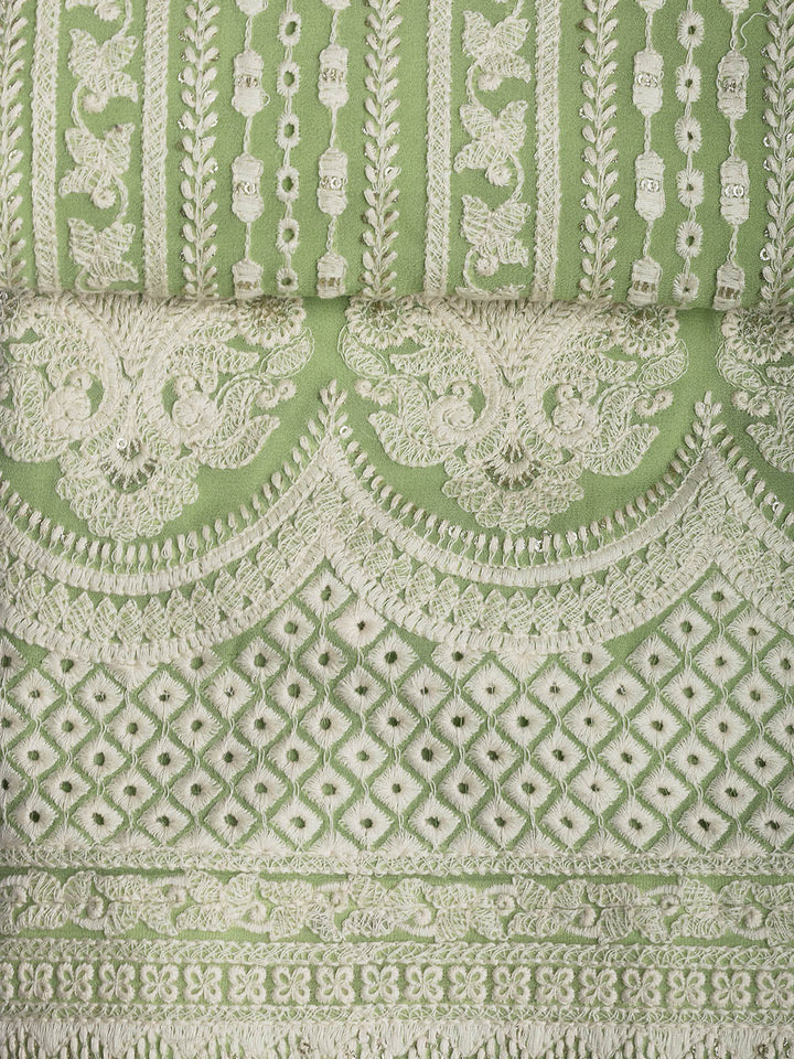 Embroidered Georgette Unstitched Suit Piece With Dupatta