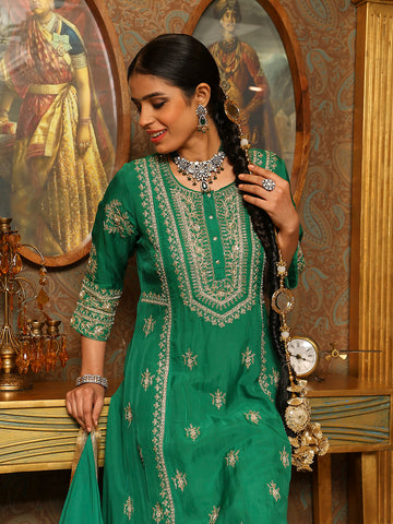 Embroidery Organza Kurti With Pants & Dupatta