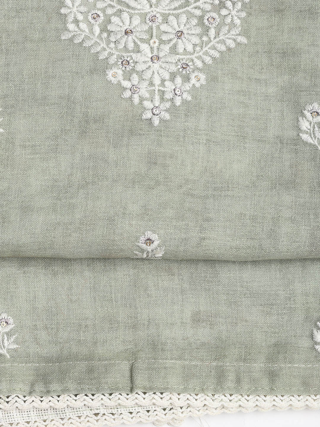 Embroidered Chanderi Unstitched Suit Piece With Dupatta