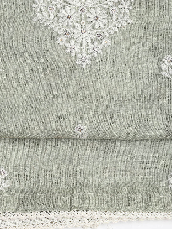 Embroidered Chanderi Unstitched Suit Piece With Dupatta