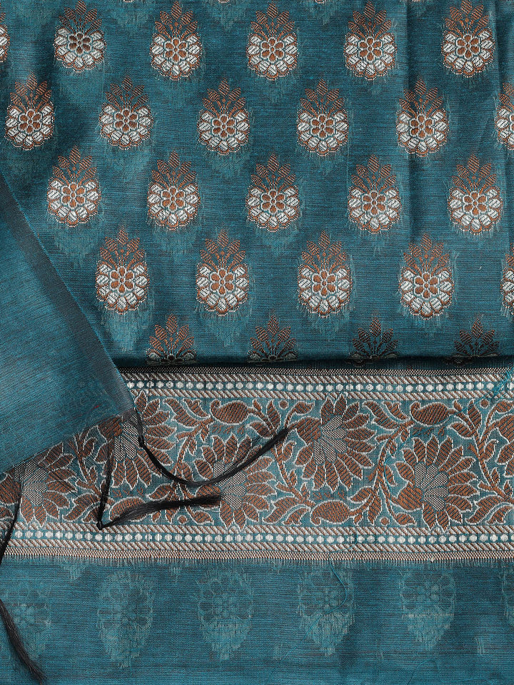 Woven Chanderi Unstitched Suit With Dupatta