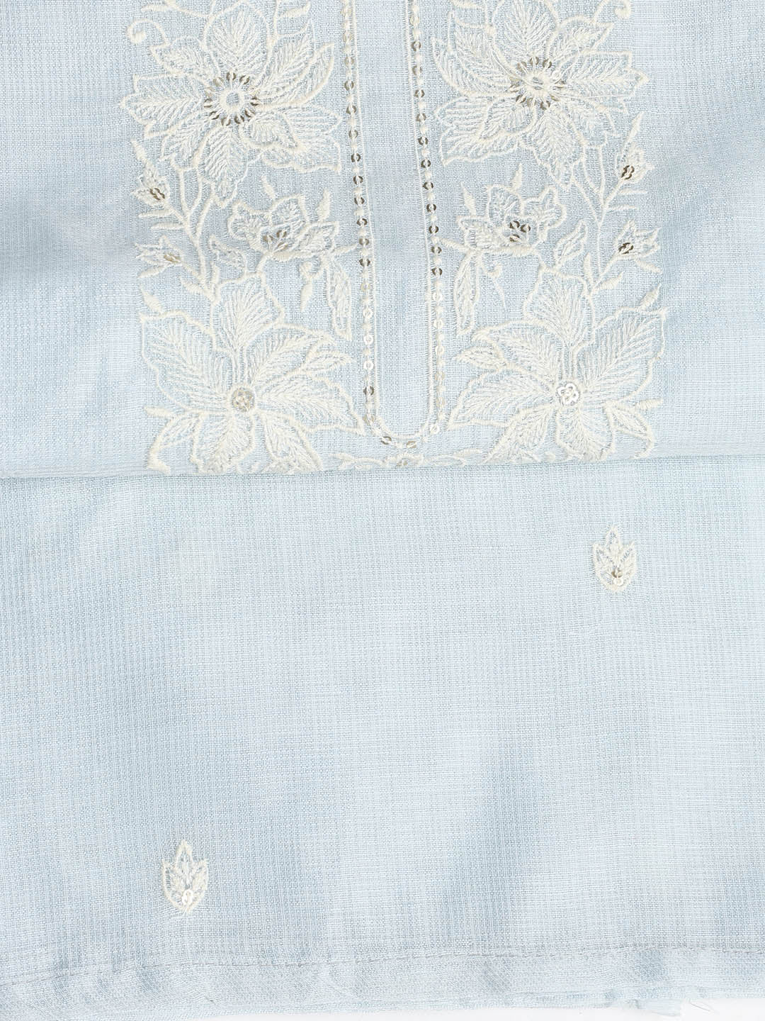 Neck Embroidered Cotton Blend Unstitched Suit With Dupatta