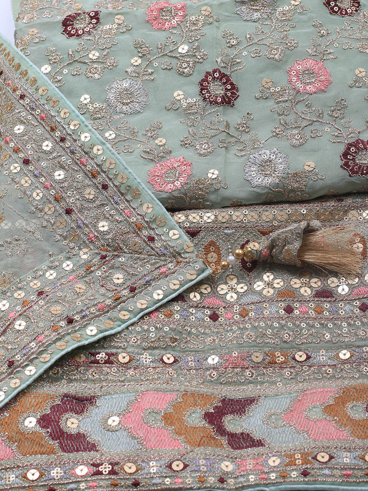 Embroidered Georgette Unstitched Suit Piece With Dupatta