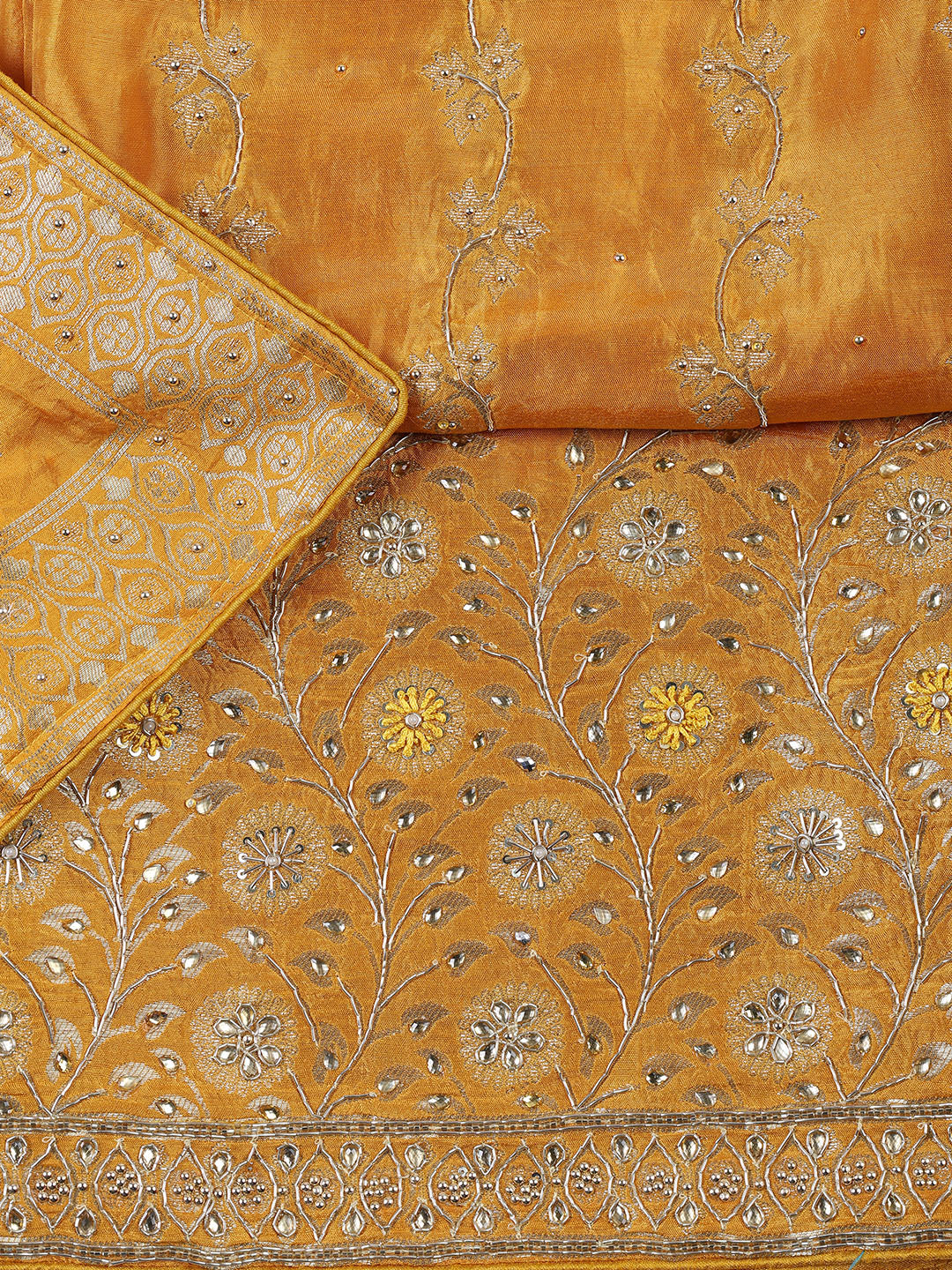 Woven Art Silk Unstitched Suit Piece With Dupatta