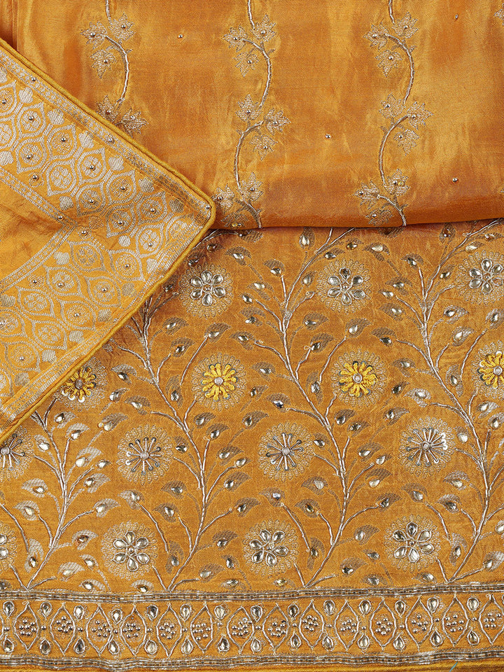 Woven Art Silk Unstitched Suit Piece With Dupatta