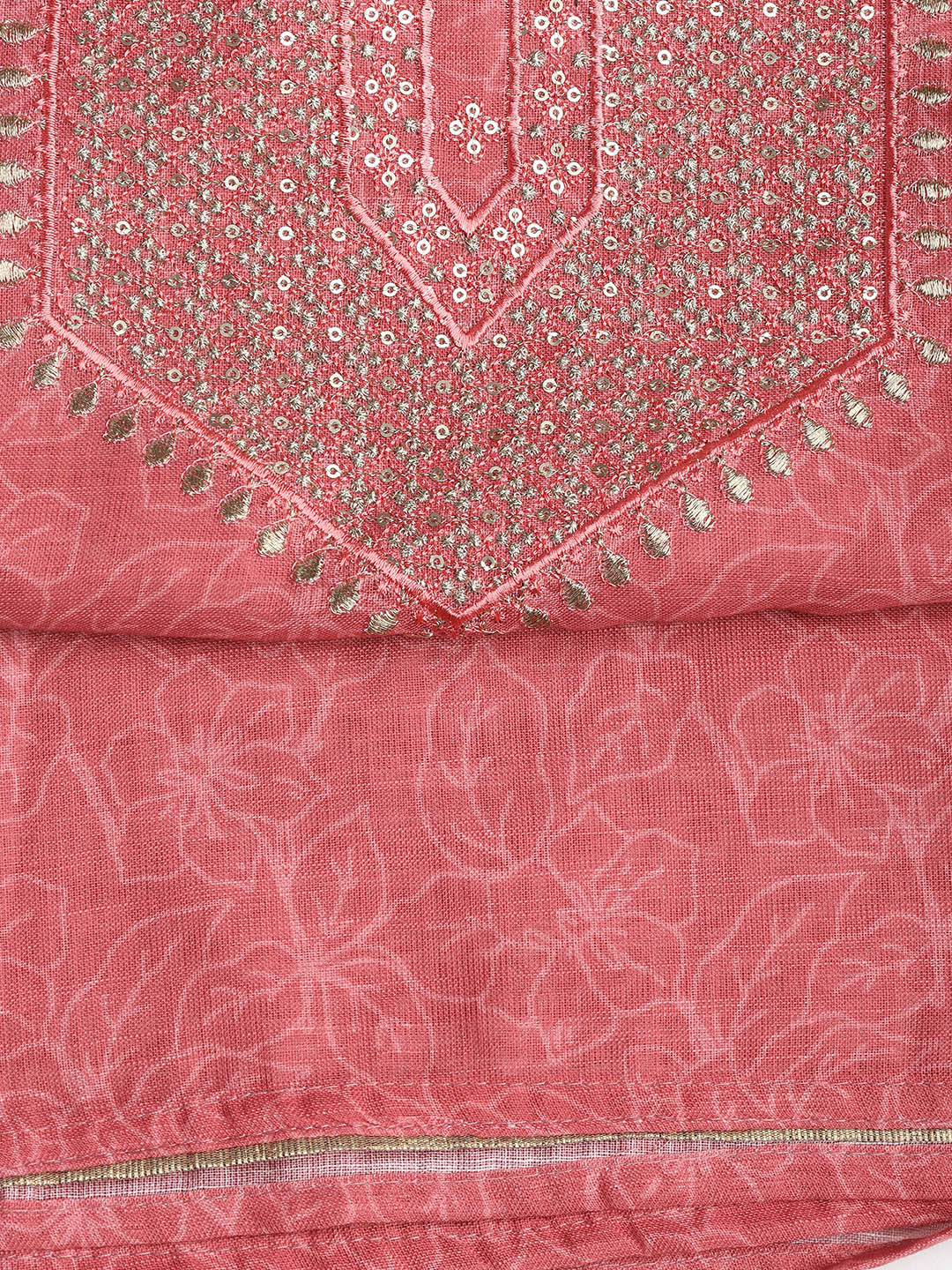 Neck Embroidered Cotton Blend Unstitched Suit With Dupatta