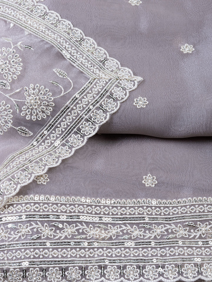 Embroidered Organza Unstitched Suit With Dupatta
