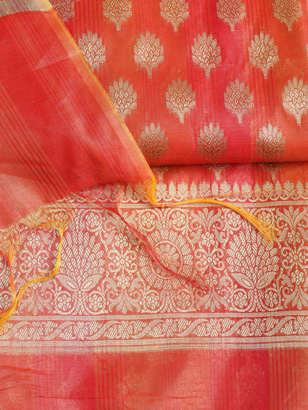 Woven Chanderi Unstitched Suit With Dupatta