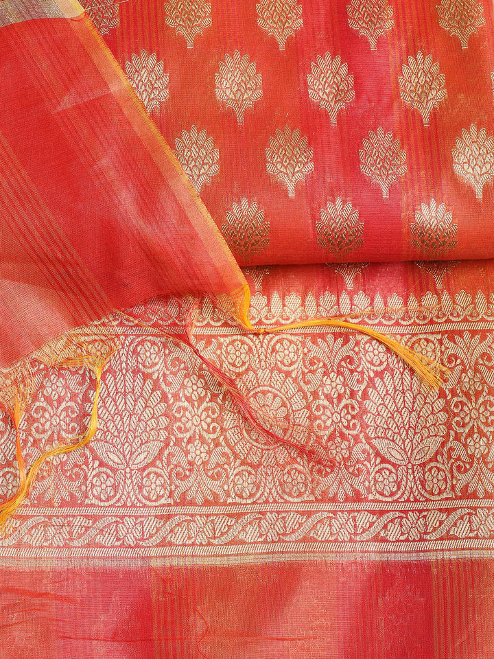 Woven Chanderi Unstitched Suit With Dupatta
