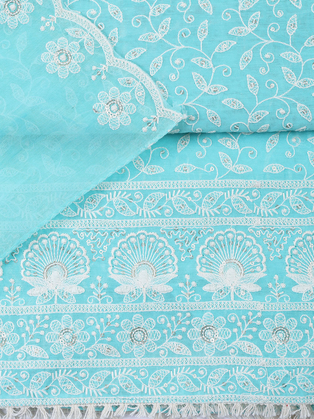 Embroidered Chanderi Unstitched Suit With Dupatta