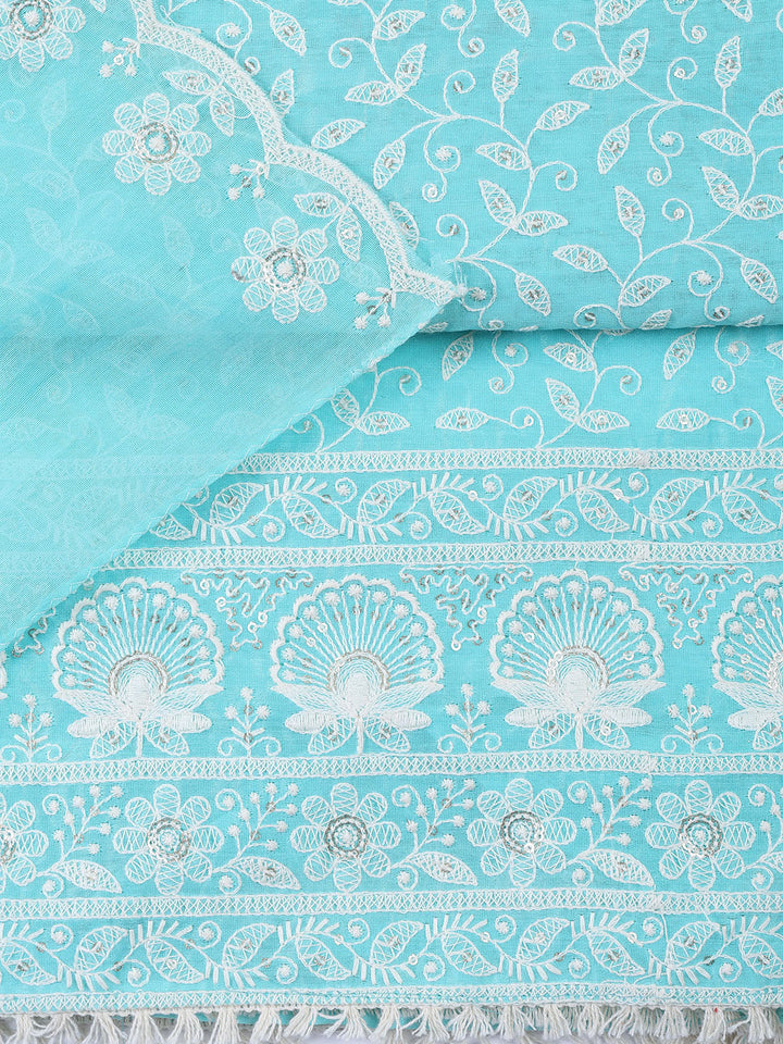 Embroidered Chanderi Unstitched Suit With Dupatta