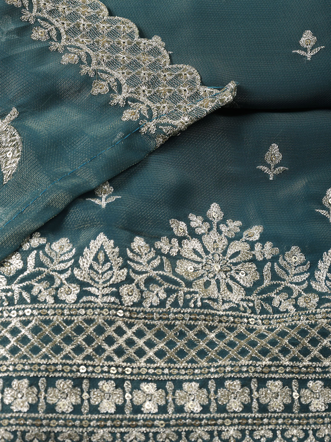 Neck Embroidered Tissue Unstitched Suit With Dupatta