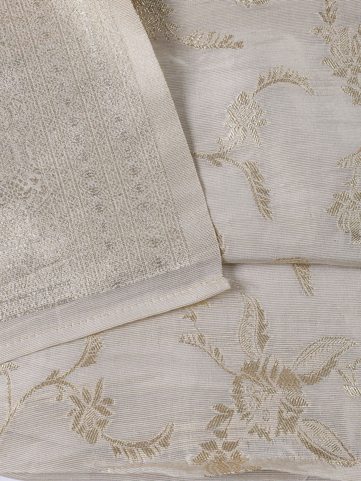 Neck Embroidered Tissue Unstitched Suit Piece With Dupatta