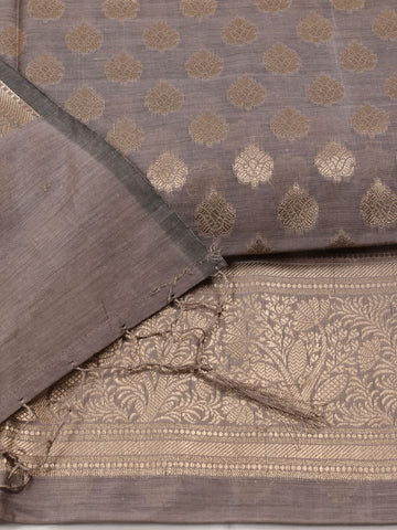 Woven Banarasi Chanderi Unstitched Suit With Dupatta