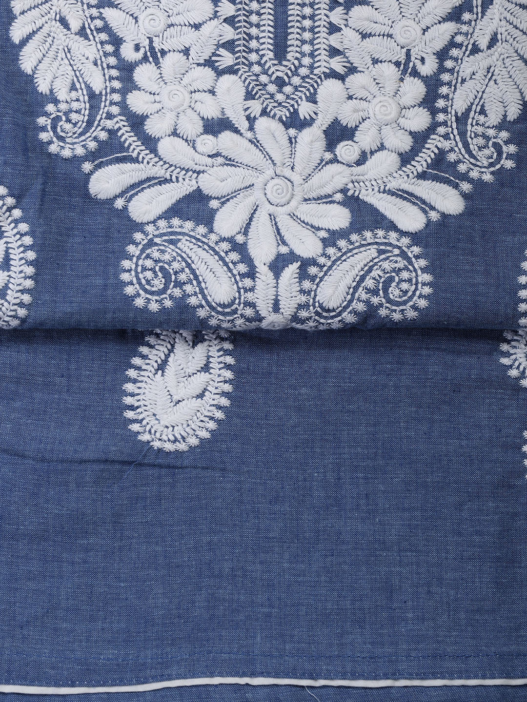 Neck Embroidered Cotton Blend Unstitched Suit With Dupatta