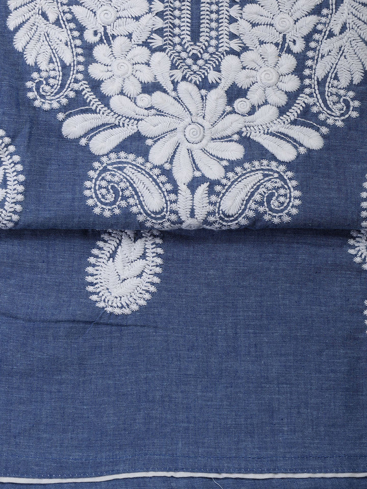 Neck Embroidered Cotton Blend Unstitched Suit With Dupatta