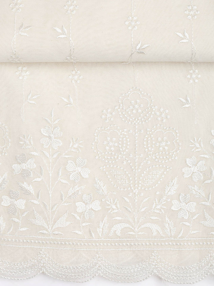 Embroidered Chanderi Unstitched Suit With Dupatta