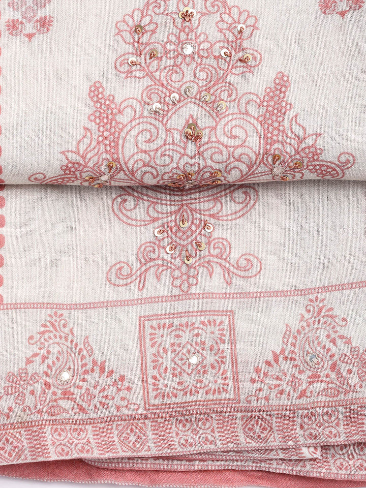 Printed Linen Unstitched Suit With Dupatta