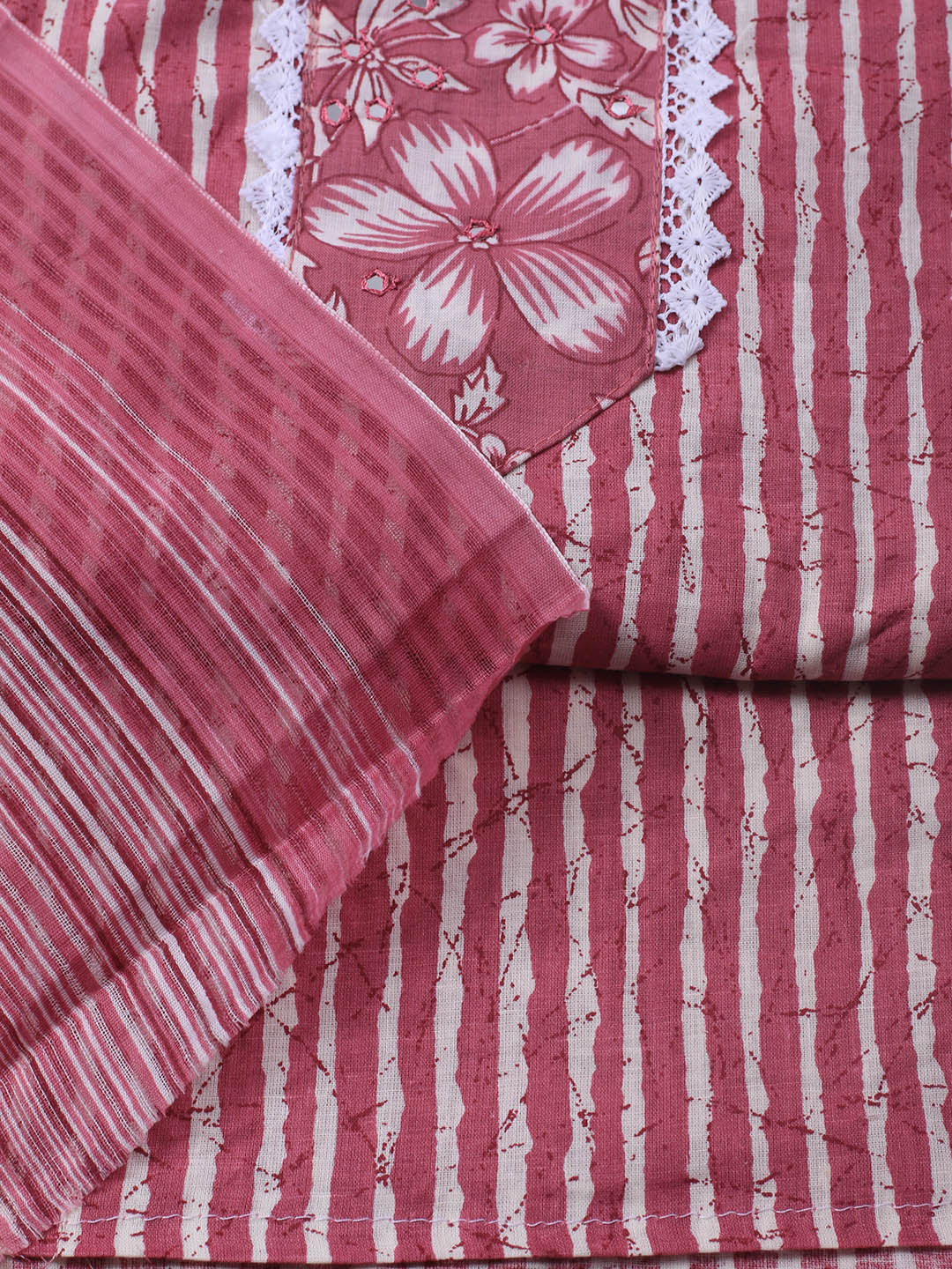 Printed Cotton Blend Unstitched Suit With Dupatta