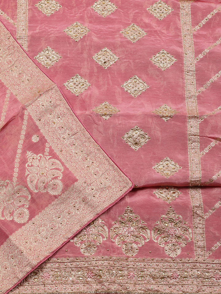Woven Tissue Unstitched Suit With Dupatta
