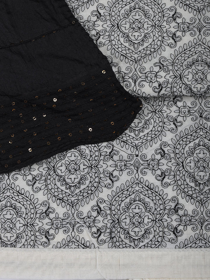 Embroidery Chanderi Unstitched Suit With Dupatta