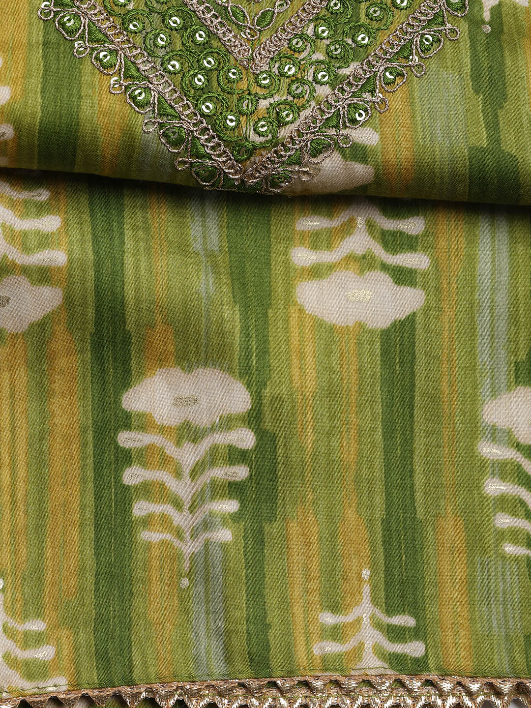 Embroidered Cotton Blend Unstitched Suit Piece With Dupatta