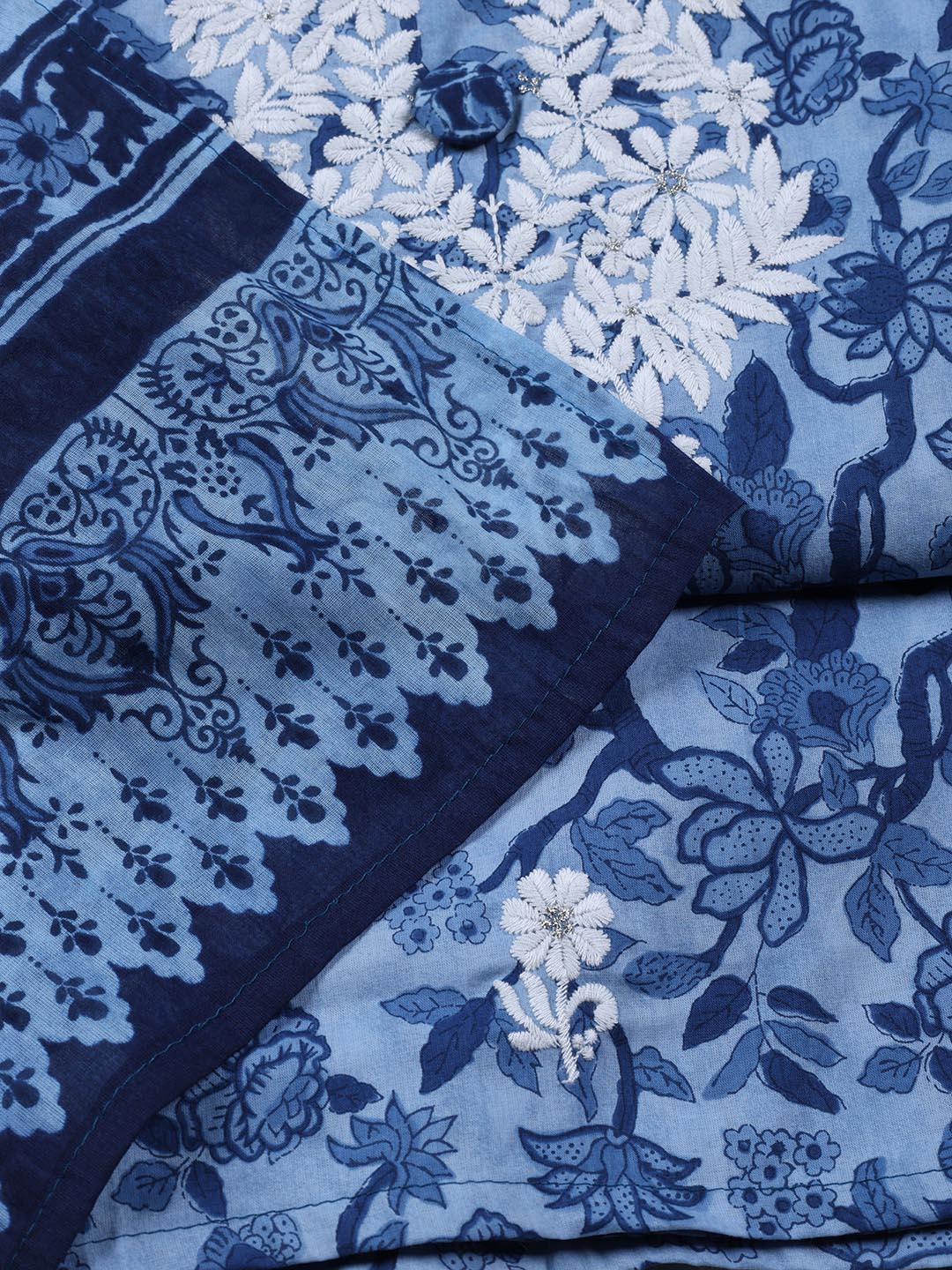 Printed Cotton Blend Unstitched Suit Piece With Dupatta