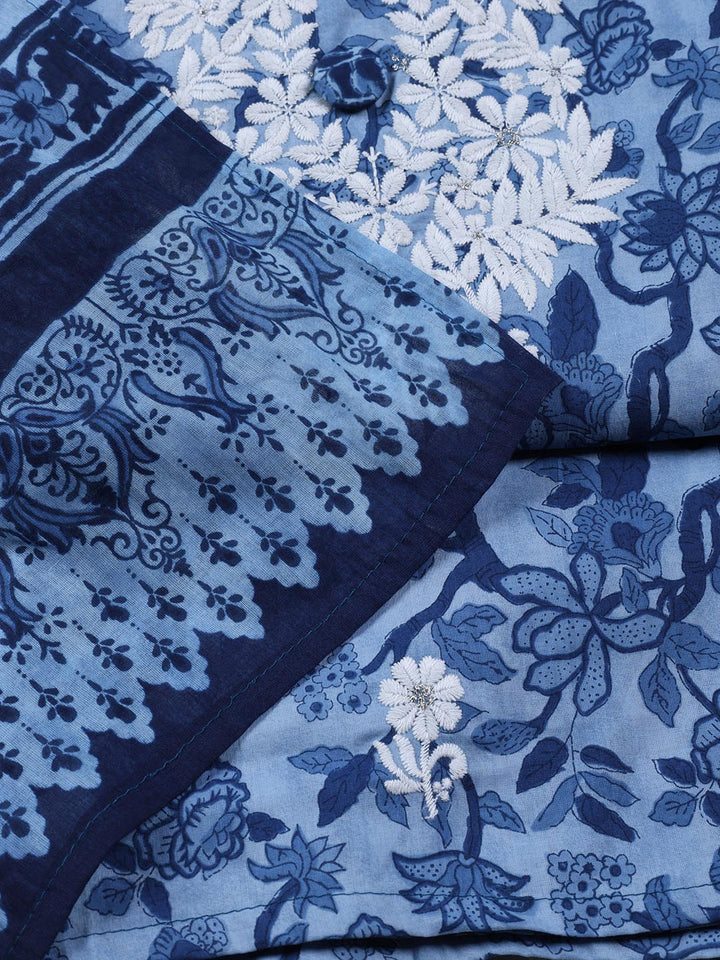 Printed Cotton Blend Unstitched Suit Piece With Dupatta