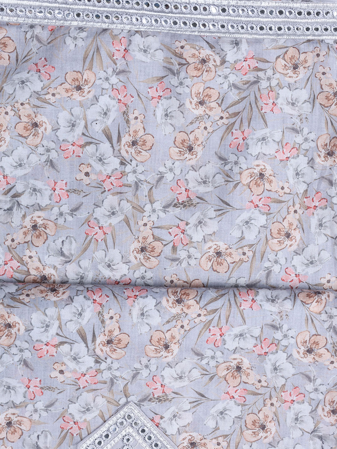 Printed Cotton Blend Unstitched Suit With Dupatta