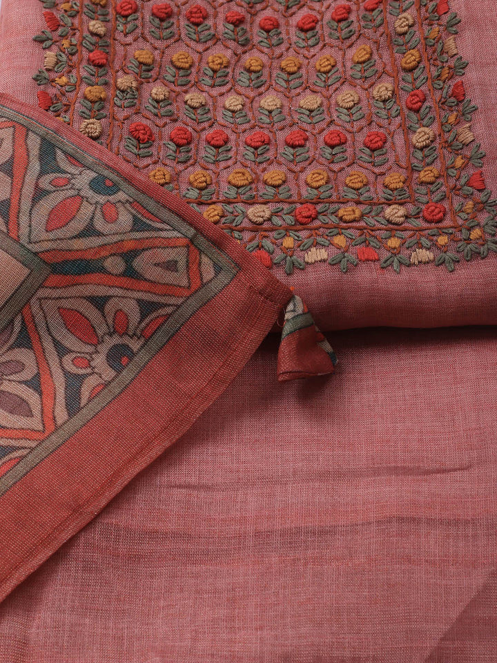 Embroidered Tissue Unstitched Suit Piece With Dupatta