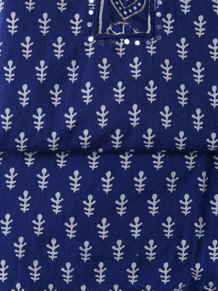 Printed Cotton Blend Unstitched Suit With Dupatta