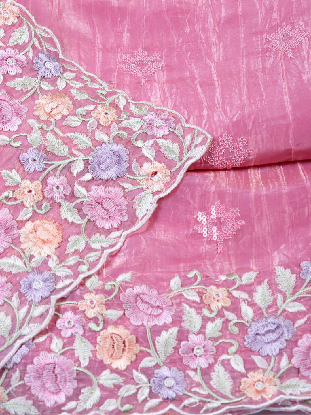 Embroidered Tissue Unstitched Suit With Dupatta