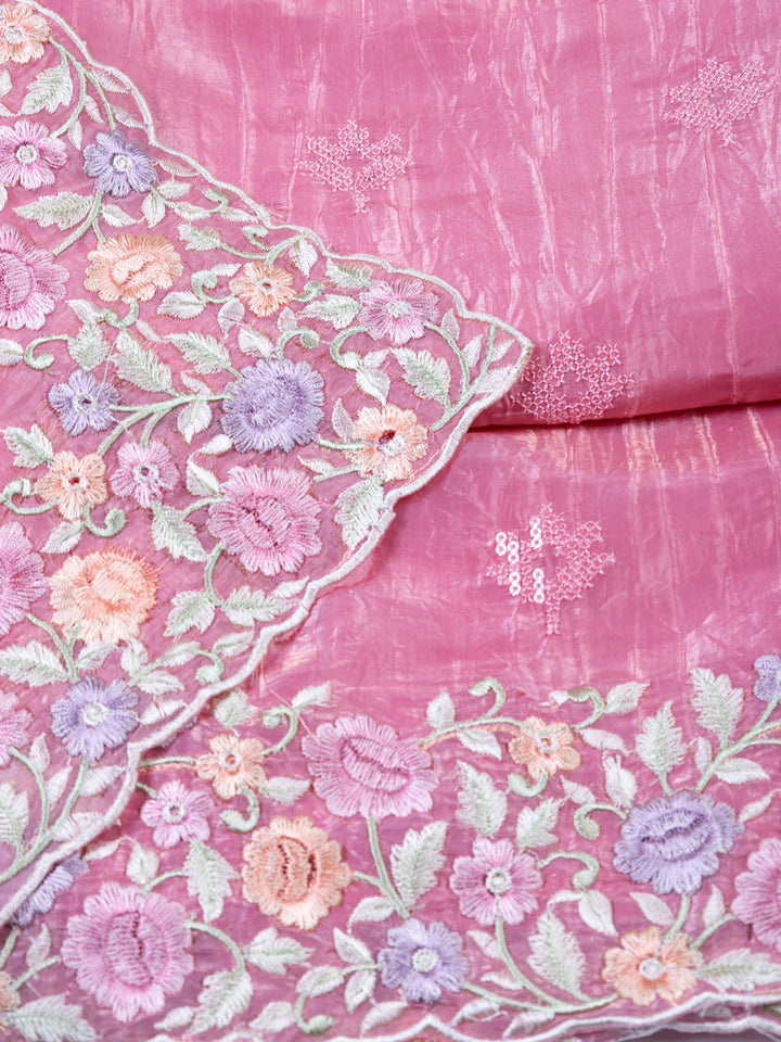 Embroidered Tissue Unstitched Suit With Dupatta