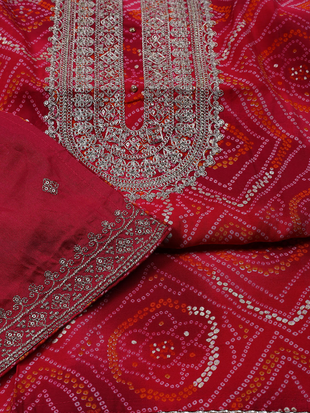 Neck Embroidered Cotton Blend Unstitched Suit With Dupatta