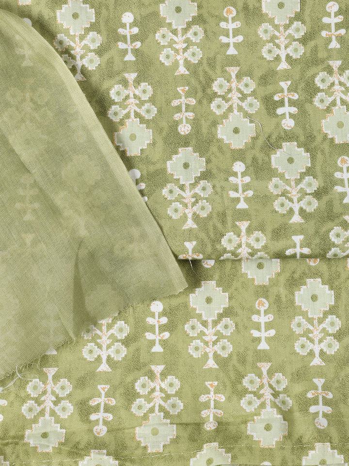 Neck Patti Cotton Blend Unstitched Suit With Dupatta