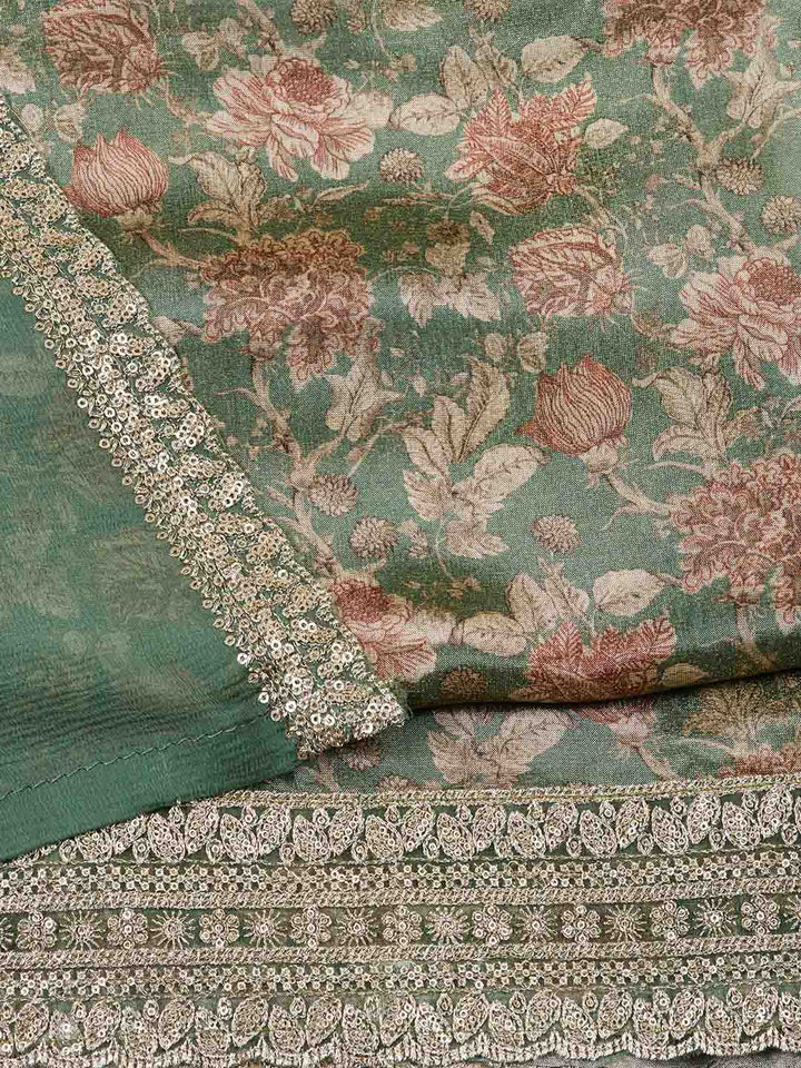 Neck Embroidered Tissue Unstitched Suit With Dupatta